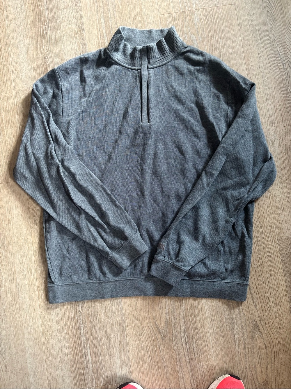 Cutter & Buck Men's Gray Quarter-Zip Knit Pullover